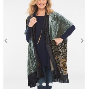Chicos velvet printed Ruana, one size fits all